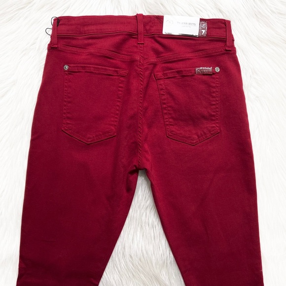 SOLD-NWT 7 For All Mankind {7FAM} Red Super Skinny Ankle Jeans - Picture 5 of 8